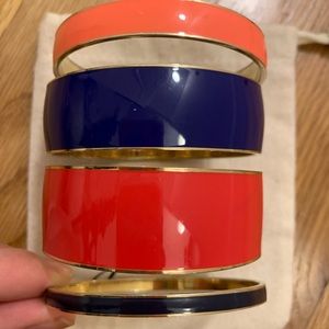 Four J. Crew enamel gold bangles- various sizes!